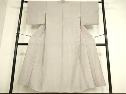 平和屋着物▽上質な色無地　単衣　灰桜色　正絹　逸品　DAAT9361az