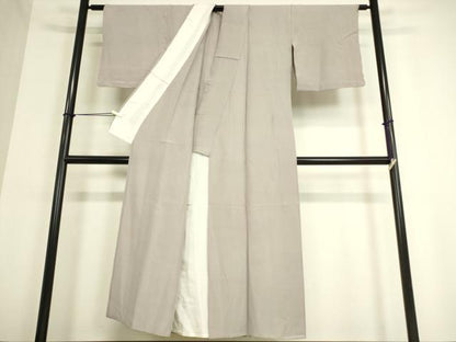 平和屋着物▽上質な色無地　単衣　灰桜色　正絹　逸品　DAAT9361az