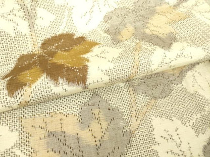 平和屋着物▽上質な紬　単衣　蔦の葉文　正絹　逸品　DAAT9362az