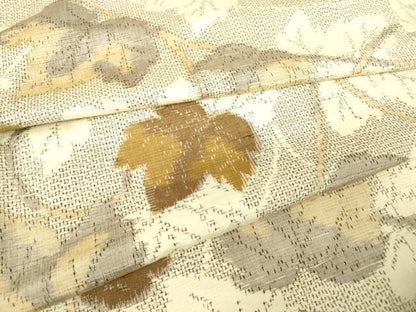 平和屋着物▽上質な紬　単衣　蔦の葉文　正絹　逸品　DAAT9362az
