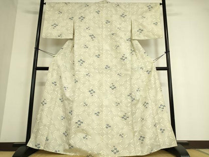 平和屋着物▽上質な紬 単衣 七宝に南天 正絹 逸品 DAAT9367az