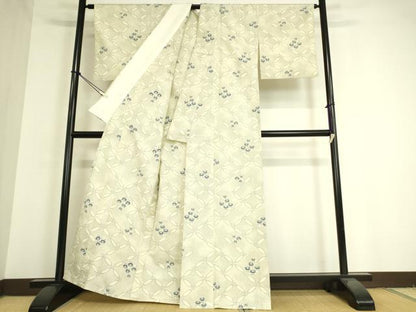 平和屋着物▽上質な紬 単衣 七宝に南天 正絹 逸品 DAAT9367az