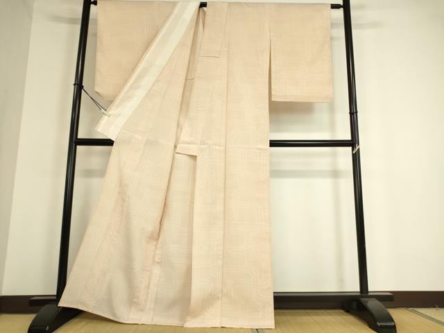 平和屋着物▽本塩沢 単衣 幾何学文 110亀甲 正絹 逸品 DAAT9370az