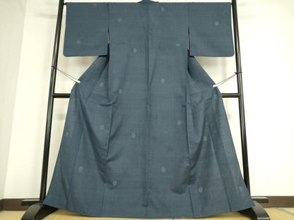 平和屋着物▽結城紬 単衣 亀甲文 80亀甲 飛び亀甲柄 正絹 逸品 DAAT9372az