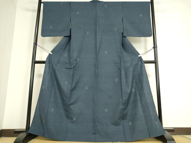 平和屋着物▽結城紬 単衣 亀甲文 80亀甲 飛び亀甲柄 正絹 逸品 DAAT9372az