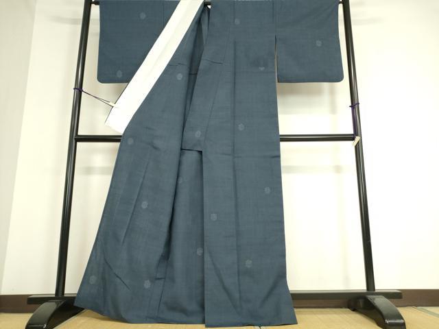 平和屋着物▽結城紬 単衣 亀甲文 80亀甲 飛び亀甲柄 正絹 逸品 DAAT9372az