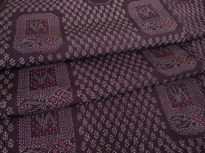 平和屋着物▽本塩沢　単衣　色紙花文　正絹　逸品　DAAT9374az