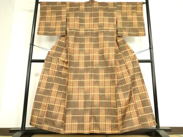 平和屋着物▽上質な紬 単衣 縞 正絹 逸品 DAAT9375az