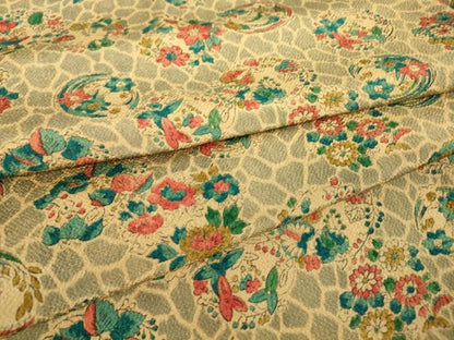 平和屋着物▽上質な小紋　単衣　花丸文　鬼しぼ縮緬　正絹　逸品　DAAT9377az