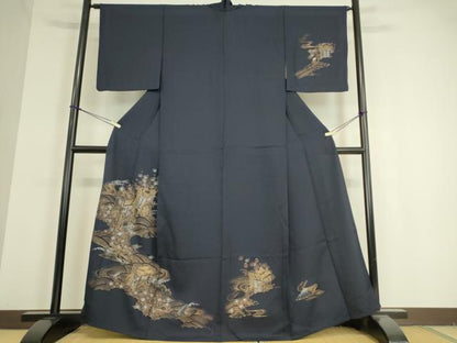 平和屋着物▽訪問着 単衣 御所車流水花文 金彩 正絹 逸品 DAAT9378az