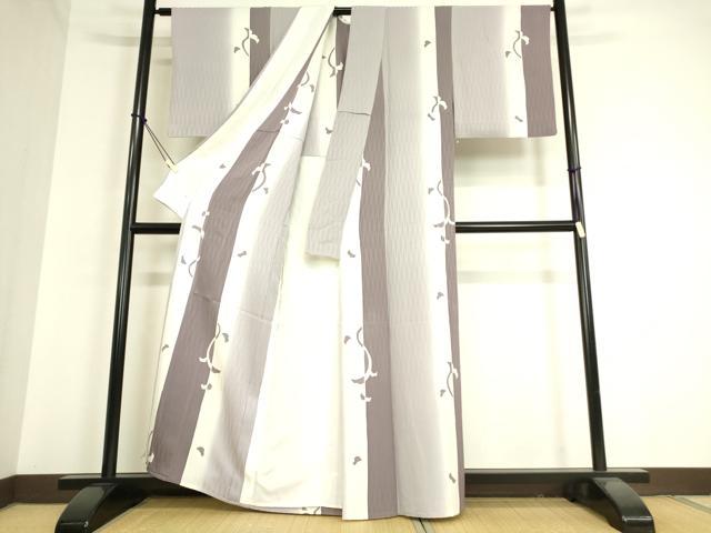 平和屋着物▽上質な小紋 単衣 銀杏間道 暈し染め 正絹 逸品 DAAT9381az