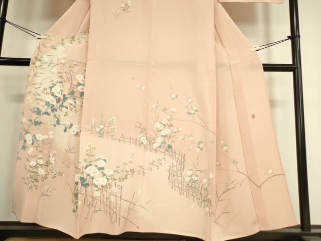 平和屋着物▽訪問着 単衣 友禅 作家物 吉祥花文 正絹 逸品 DAAT9384az