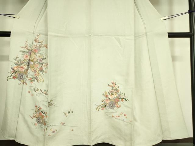 平和屋着物▽訪問着 単衣 総刺繍 花車文 金糸 正絹 逸品 DAAT9385az