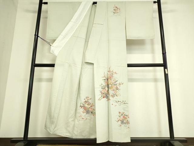 平和屋着物▽訪問着 単衣 総刺繍 花車文 金糸 正絹 逸品 DAAT9385az