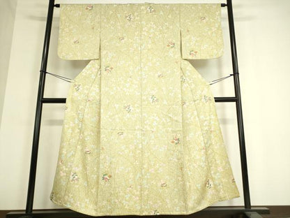 平和屋着物▽上質な小紋 単衣 舞花文 金彩 正絹 逸品 DAAT9388az