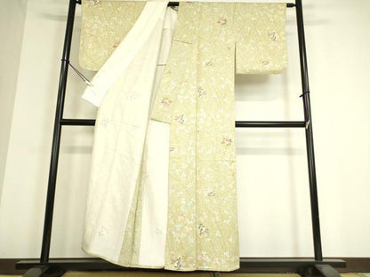 平和屋着物▽上質な小紋 単衣 舞花文 金彩 正絹 逸品 DAAT9388az