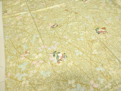 平和屋着物▽上質な小紋 単衣 舞花文 金彩 正絹 逸品 DAAT9388az