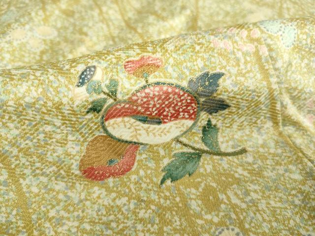 平和屋着物▽上質な小紋 単衣 舞花文 金彩 正絹 逸品 DAAT9388az