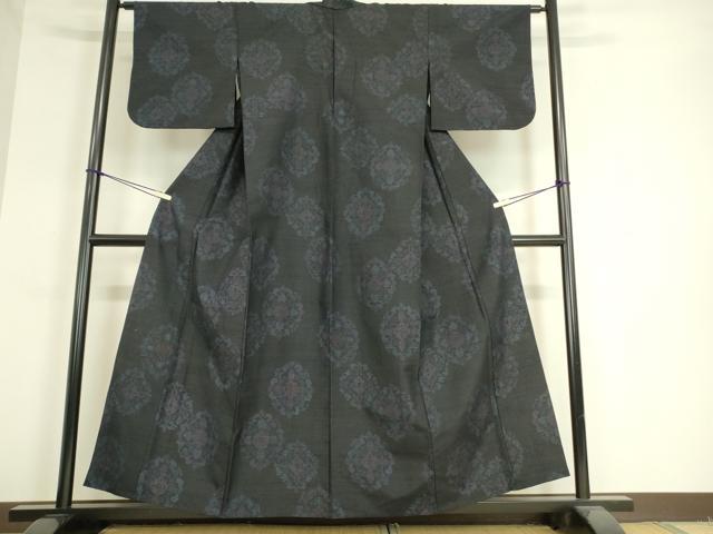 平和屋着物▽結城紬　単衣　正倉院花文　100亀甲　正絹　逸品　DAAT9389az