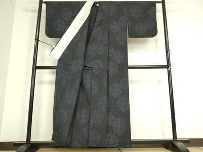 平和屋着物▽結城紬　単衣　正倉院花文　100亀甲　正絹　逸品　DAAT9389az
