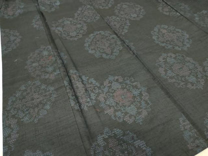 平和屋着物▽結城紬　単衣　正倉院花文　100亀甲　正絹　逸品　DAAT9389az