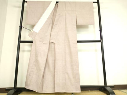 平和屋着物▽結城紬　単衣　薄柿色　正絹　逸品　DAAT9392az
