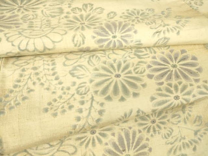 平和屋着物▽上質な小紋 単衣 紬地 花松文 正絹 逸品 DAAT9478az