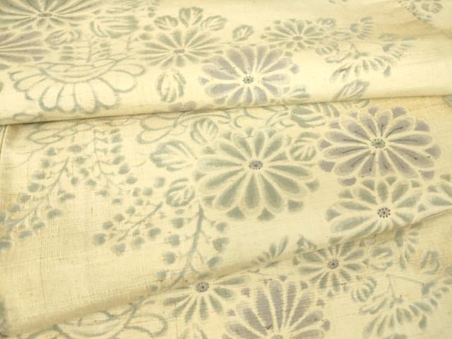 平和屋着物▽上質な小紋 単衣 紬地 花松文 正絹 逸品 DAAT9478az