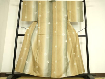 平和屋着物▽本場染大島紬 単衣 雪輪花文 金彩 正絹 逸品 DAAT9481az