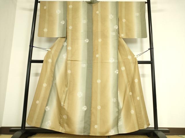 平和屋着物▽本場染大島紬 単衣 雪輪花文 金彩 正絹 逸品 DAAT9481az