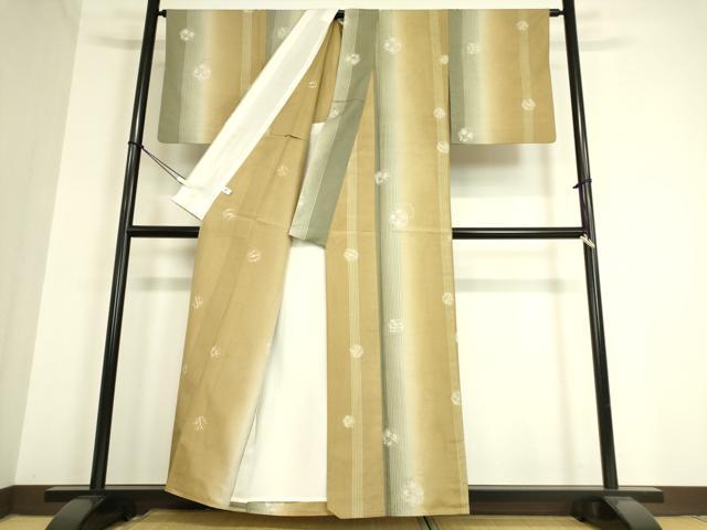 平和屋着物▽本場染大島紬 単衣 雪輪花文 金彩 正絹 逸品 DAAT9481az