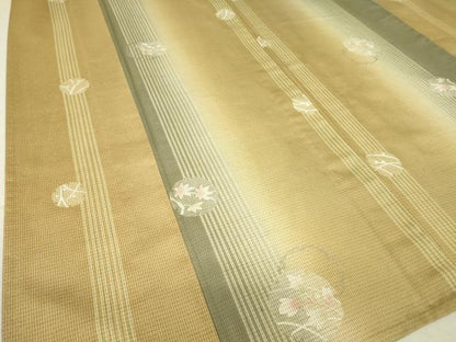 平和屋着物▽本場染大島紬 単衣 雪輪花文 金彩 正絹 逸品 DAAT9481az