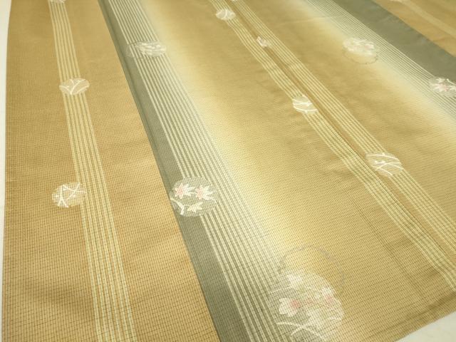 平和屋着物▽本場染大島紬 単衣 雪輪花文 金彩 正絹 逸品 DAAT9481az