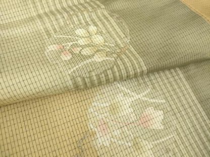 平和屋着物▽本場染大島紬 単衣 雪輪花文 金彩 正絹 逸品 DAAT9481az