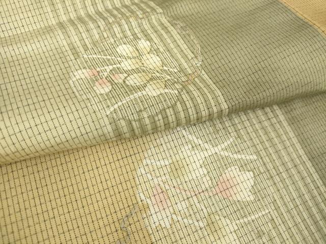 平和屋着物▽本場染大島紬 単衣 雪輪花文 金彩 正絹 逸品 DAAT9481az