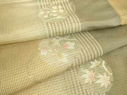 平和屋着物▽本場染大島紬 単衣 雪輪花文 金彩 正絹 逸品 DAAT9481az