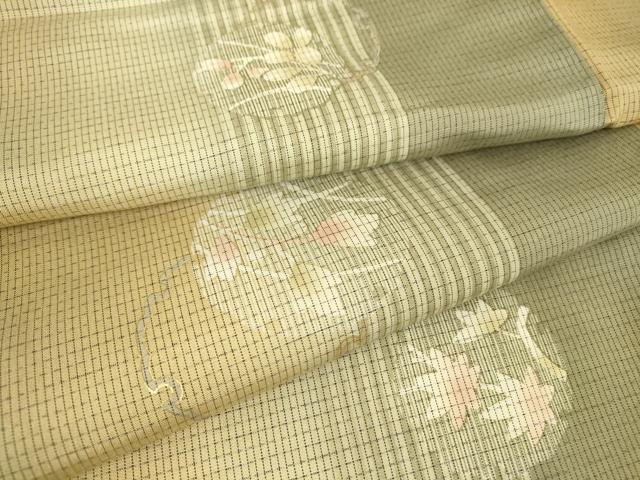 平和屋着物▽本場染大島紬 単衣 雪輪花文 金彩 正絹 逸品 DAAT9481az