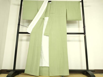 平和屋着物▽上質な色無地 単衣 薄萌葱色 正絹 逸品 DAAT9485az