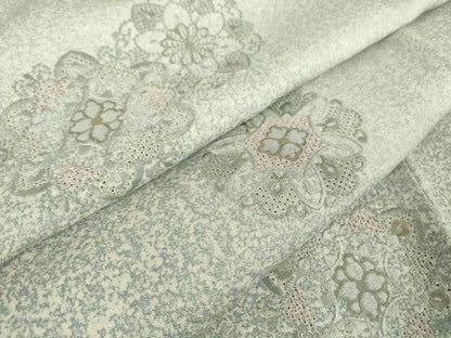 平和屋着物▽中国三大刺繍 スワトウ刺繍 汕頭刺繍 総刺繍 訪問着 単衣 正倉院花文 たたき染め 金糸 正絹 逸品 DAAT9486az