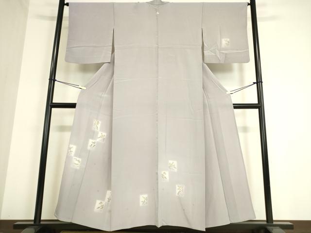 平和屋着物▽訪問着　単衣　刺繍　色紙花文　蛍暈し　金彩　正絹　逸品　DAAT9487az