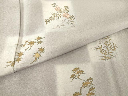平和屋着物▽訪問着　単衣　刺繍　色紙花文　蛍暈し　金彩　正絹　逸品　DAAT9487az