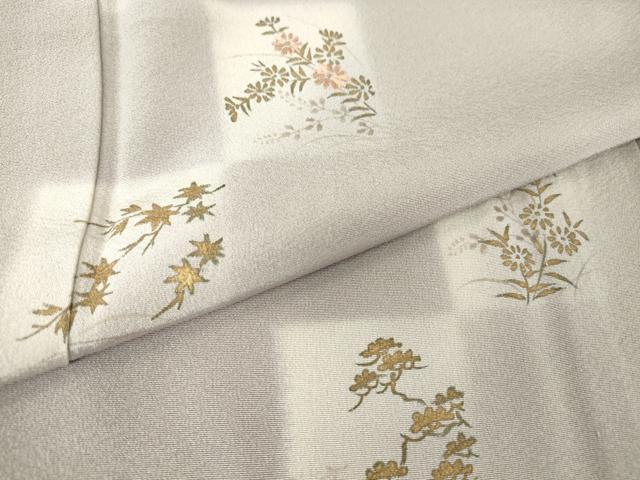 平和屋着物▽訪問着　単衣　刺繍　色紙花文　蛍暈し　金彩　正絹　逸品　DAAT9487az