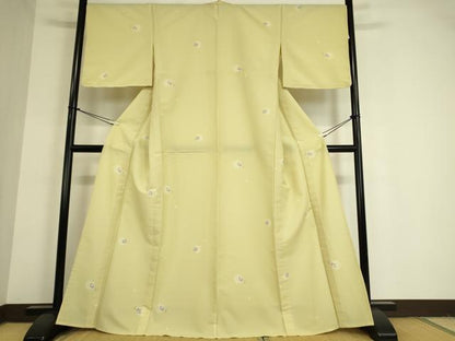 平和屋着物▽服飾評論家　市田ひろみ　小紋　単衣　雪輪宝尽くし文　洗える着物　未使用　DAAT9492az