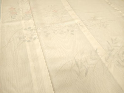 平和屋着物▽訪問着 無双 紗袷 紋紗×絽 萩に桔梗 銀彩 正絹 逸品 DAAT9493az