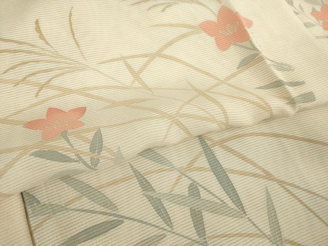 平和屋着物▽訪問着 無双 紗袷 紋紗×絽 萩に桔梗 銀彩 正絹 逸品 DAAT9493az