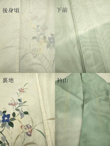 平和屋着物▽中国三大刺繍 スワトウ刺繍 汕頭刺繍 訪問着 無双 紗袷 紗×紗 草花文 手描き 暈し染め 正絹 逸品 DAAT9494az