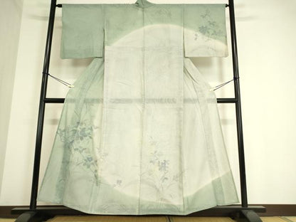 平和屋着物▽中国三大刺繍 スワトウ刺繍 汕頭刺繍 訪問着 無双 紗袷 紗×紗 草花文 手描き 暈し染め 正絹 逸品 DAAT9494az