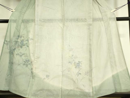 平和屋着物▽中国三大刺繍 スワトウ刺繍 汕頭刺繍 訪問着 無双 紗袷 紗×紗 草花文 手描き 暈し染め 正絹 逸品 DAAT9494az