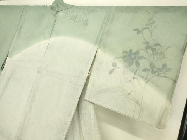 平和屋着物▽中国三大刺繍 スワトウ刺繍 汕頭刺繍 訪問着 無双 紗袷 紗×紗 草花文 手描き 暈し染め 正絹 逸品 DAAT9494az