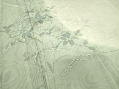 平和屋着物▽中国三大刺繍 スワトウ刺繍 汕頭刺繍 訪問着 無双 紗袷 紗×紗 草花文 手描き 暈し染め 正絹 逸品 DAAT9494az